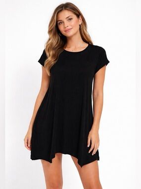 Philosophy Half Sleeve Swing Trapeze Tshirt Dress Black S